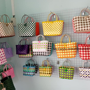 Casual Mesh Tote Bag With Geometric Pattern And Top Handle For Women Daily Use - Product Image 2