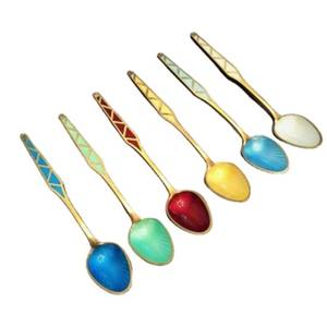 Ensemble de 6 cuillères de mariage en laiton multicolore d'Inde, parfaites pour les restaurants, les hôtels et les événements de mariage. - Product Image 1
