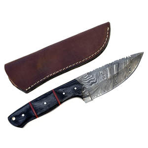 Cuchillo de caza de Damasco hecho a mano cuchillo de bolsillo de acero de Damasco con mango de madera - Product Image 1
