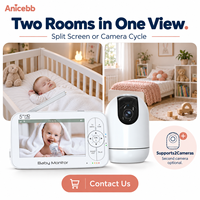 Anicebb Monitor Bayi Layar Terpisah Mendukung hingga 2 Kamera Layar 5 Inci dengan Kamera Tambahan Opsional dan Tampilan Berputar