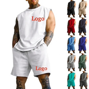 NOUVEAU Vente en gros de shorts deux pièces unis en coton vierge de bonne qualité Ensemble de shorts de sport d'été personnalisés pour hommes - Product Image 1