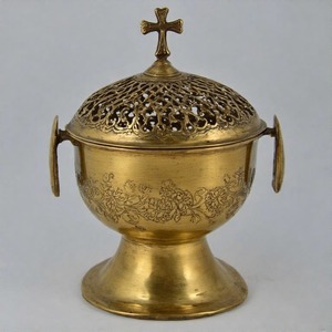 HeavenHaze Divine Smoke Incensario de metal adornado Quemador de incienso de iglesia tradicional con cadena en pulido de latón vintage - Product Image 3