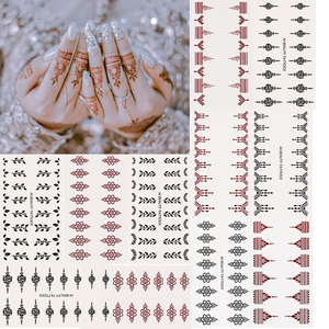 Henné Temporaneo Personalizzato Non Tossico <span class=keywords><strong>Rosso</strong></span> Nero Bianco con Motivi Floreali Mandala di Alta Qualità Impermeabile per Tutto il Corpo - Product Image 5