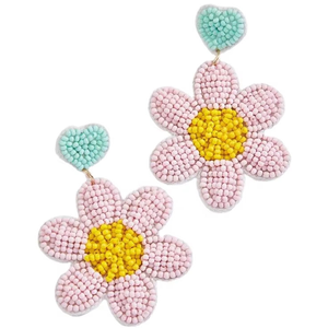 Hermosos pendientes de flores bordados con cuentas hechos a mano de lujo con estilo de moda último nuevo diseño de lujo de moda por glowin fashion - Product Image 1
