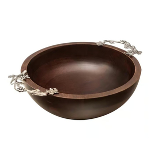 Bol à salade en bois écologique de haute qualité Accents floraux Design classique Bol en bois décoratif pour la maison en gros - Product Image 2