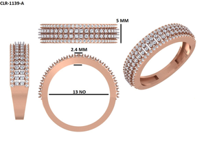 Bague de fiançailles scintillante pour femme, sertie de diamants ronds de 0,50 carat, multi-rangs, en or blanc/jaune/rose massif 10/14 carats - Product Image 6