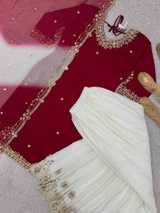 Ensemble de 3 pièces élégant Salwar Kameez avec broderie et design réversible pour les occasions de fête - Product Image 3