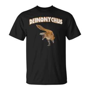 Camiseta de Dinosaurio Deinonychus para Adultos, Unisex, Manga Corta, Cuello Redondo, Impresión Digital, Promocional - Product Image 1