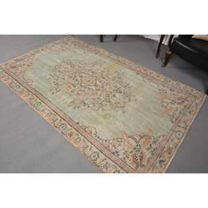 Tapis turc traditionnel de 4.8x8 pieds classique vert Beige Patchwork laine Latex support couloir rectangulaire pour tapis de chevet vivant - Product Image 4