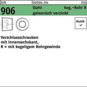 <b>Galvanized</b> Steel Hex-Head <b>Screws</b> R 3/4 25 Pieces DIN 906 Standard - Product Image 1
