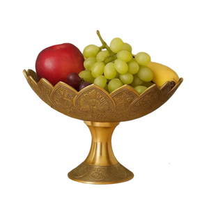 Cuenco de Pedestal de latón de alta calidad con acabado pulido grabado para mesa de cocina cuenco para servir vajilla cuenco - Product Image 2