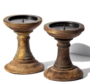 Porte-bougie rond en bois TQC, fait main, écologique, très vendu, décoration de table pour la maison, les hôtels, les restaurants, les cafés, utilisation de Noël - Product Image 1