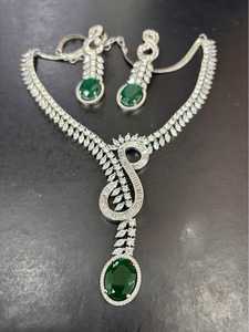 Collar de diamantes de circón CZ de lujo con pendientes, conjunto de joyas con aspecto de diamante americano para regalo de boda, fiesta elegante para mujer - Product Image 4