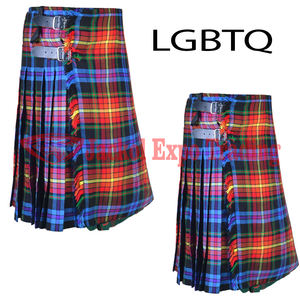 Tartan LGBT traditionnel Highland Kilt de taille personnalisée de 8 verges Kilts écossais faits à la main pour hommes - Product Image 5
