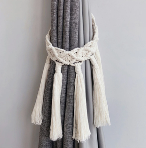 Natural Cotton Rope Boho Woven Curtain Hold Back | Curtain Holders Window Decor - Product Image 2