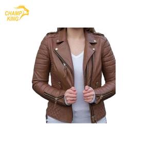 Veste en cuir pour femme de haute qualité, écologique, hiver, cuir luxueux, boutons, fermeture éclair - Product Image 5