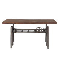 Table pliante en bois massif écologique et durable 2024 avec pieds en fonte, mobilier de salle à manger, design industriel moderne, entrepôt
