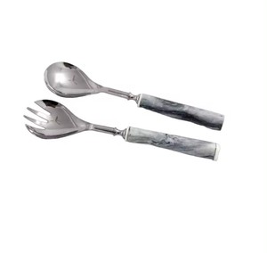 Bạc mạ <span class=keywords><strong>Chrome</strong></span> hoàn thành muỗng và Ngã Ba đám cưới Bộ đồ ăn tuyệt vời dài tre hình dạng xử lý salad máy chủ trong giá bán buôn - Product Image 2