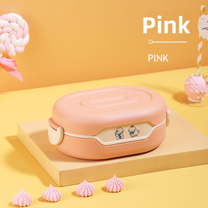 Lonchera Bento |   Contenedor de Alimentos Térmico a Prueba de Fugas |   Apto para Microondas, Libre de BPA, Diseño de Dibujos Animados Rosa para Oficina/Picnic - Product Image 4