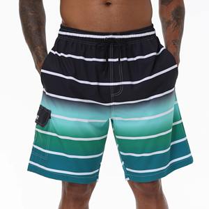 Short de bain à rayures pour hommes Short de plage à séchage rapide avec poches zippées et doublure en maille - Product Image 3