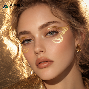 Autocollant de tatouage temporaire métallique doré imperméable pour le corps, le visage, les yeux, bijoux, festival de musique, rave, Halloween, maquillage de fête - Product Image 3