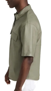 เสื้อเชิ้ตหนังแขนยาวสำหรับผู้ชายเสื้อสตรีทเสื้อหนังงานตามสั่ง - Product Image 6