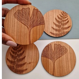 Sous-verres ronds en bois d'acacia, sous-verres artisanaux en bois pour table basse, sous-verres en noyer pour mariage, décoration de fête à domicile - Product Image 4