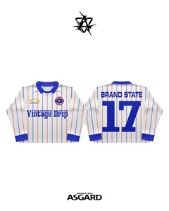 Camiseta de Fútbol a Rayas de Manga Larga para Hombre, Marca State, Transpirable, de Poliéster, con Estampado Vintage, Corte Regular, Ropa Deportiva para Adultos - Product Image 1