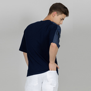 Hommes 100% coton Boxy surdimensionné chemise broderie goutte épaule col arrondi luxe été en plein air Fitness vêtements tricotés - Product Image 4