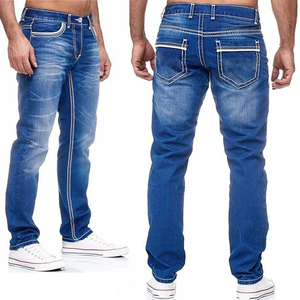 Jeans en denim de haute qualité, déchirés et ajustés, droits et stylés pour hommes, jeans streetwear à imprimé style hip hop, avec logo personnalisé - Product Image 1