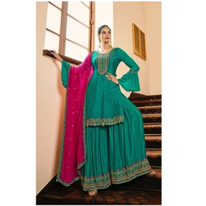 ชุดแต่งงานสไตล์ปากีสถานสุดคลาสสิก,สำหรับงานปักผ้าไหมเนื้อนุ่มสไตล์ Salwar Kameez พร้อมผ้าออร์แกนซ่า Dupatta คุณภาพส่งออกในระดับต่ำจากอินเดีย - Product Image 1