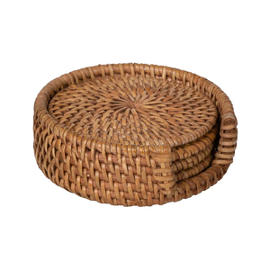 High Strength Personalized Natural Color Blank Round <b>Woven</b> Bamboo Rattan <b>Coaster</b> for Home Decor Accessory - Product Image 1