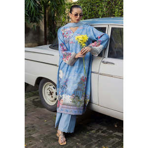 Conjunto de Traje de 3 Piezas para Mujer con Estampado de Lurex Jacquard y Dupatta a Rayas SP-52094 - Product Image 5