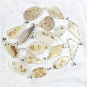 Collar con colgante de ágata de dendrita Shajar de estilo bohemio para mujer, ajuste de bisel Chapado en plata, regalo de joyería - Product Image 1