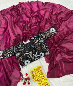 Diseñador indio último Sari indio Rosa tradicional exclusivo desgaste de fiesta de lujo Ropa Étnica ropa de novia impresionante Sari precioso - Product Image 3