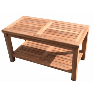 Table basse en teck massif à 2 niveaux Niwara, moderne, de qualité supérieure, avec étagère de rangement, non pliable, pour patio, jardin, mobilier de resort - Product Image 1