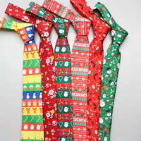 Cravate de Noël tendance pour homme, motif arbre vert, Père Noël, bonhomme de neige, cravate de fête de Noël, largeur 8 cm