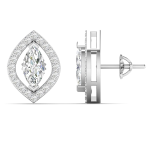 ต่างหูเพชรเม็ดเดี่ยวทรงโค้งทรงกลม2กะรัตสำหรับผู้หญิงเทียบกับสี D ที่ชัดเจนในเครื่องประดับทอง14K - Product Image 2