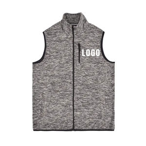 Venta al por mayor de los hombres de talla grande de invierno transpirable chaqueta de lana Polar 100% de poliéster sin mangas de cuello alto con cremallera completa logotipo personalizado - Product Image 1