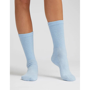 Chaussettes d'équipage athlétique pour femmes à quantité minimale de commande bas 100% coton personnalisé tricoté lettre motif bas manchette Logo femme chaussettes - Product Image 2