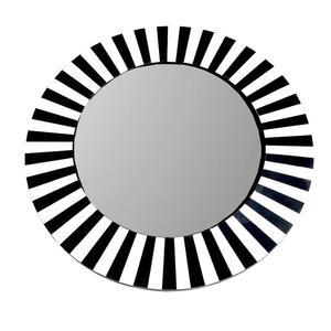Miroir mural rond au design traditionnel fabriqué à la main cadre d'incrustation d'os floral noir blanc bois épais de 6mm pour décor de salle de bain HF CRAFTS - Product Image 1