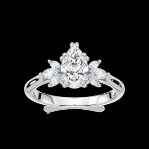 Bague de fiançailles en diamant de laboratoire taille poire de 1,30 carat, certifiée IGI, or massif 14 carats, solitaire classique, bague de mariée pour femme - Product Image 1