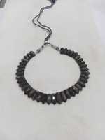 Collier bib de luxe en obsidienne noire naturelle de haute qualité, style Cléopâtre égyptienne, pour mariage et plage