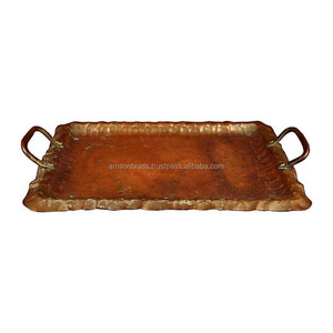 Bandeja de cobre de alta calidad de Metal clásico de diseñador, bandeja de servicio moderna de diseñador martillado de cobre puro a bajo precio - Product Image 4