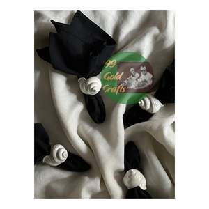 Servilletero artesanal de concha marina para accesorios de boda Silver Seashell Coastal Home Events 99 DATOS dorados VIETNAM - Product Image 2