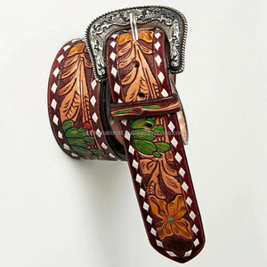 เข็มขัดหนังแบบตะวันตกสลักลายแคคตัสสีสันสดใสสลักลายดอกไม้หัวเข็มขัดแบบโบราณ - Product Image 6