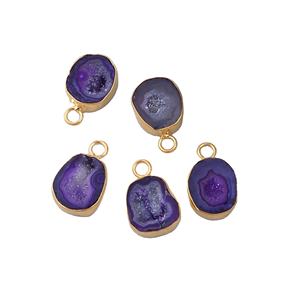 จี้หยดน้ำอาเกตสีม่วงประดับคริสตัลชุบทอง สร้อยคอทำมือ ของขวัญสำหรับเธอ - Product Image 1