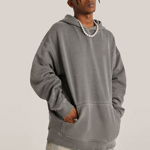 Ropa de calle Sudadera con capucha Algodón French Terry Acid Wash Vintage Logotipo personalizado Oversized Stone Wash Sudaderas con capucha desgastadas - Product Image 4