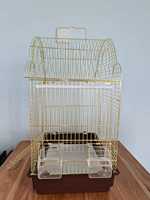 Cage à oiseaux en fil métallique plaqué or, cage pour animaux de compagnie avec porte arquée, volière de table pour petits oiseaux