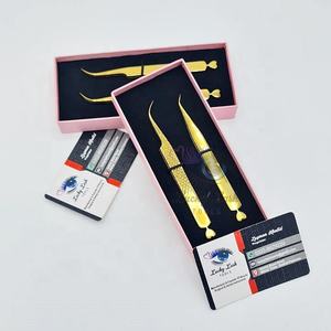 แหนบขนตาปลอมพลาสม่าสีทองติดฉลากตามสั่ง45องศามีเพชรที่จับเรียบรูปหัวใจหางที่ทำจากสเตนเลสปริมาณสูง - Product Image 6